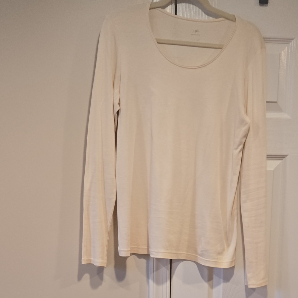 J. Jill Ivory Pullover Top, Long Sleeve. *Small Smudge*